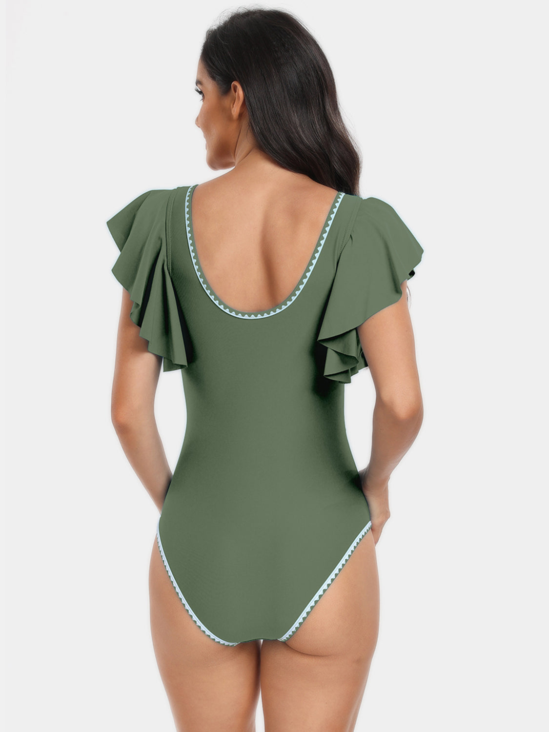 Plunge Cap Sleeve One-Piece Swimsuit