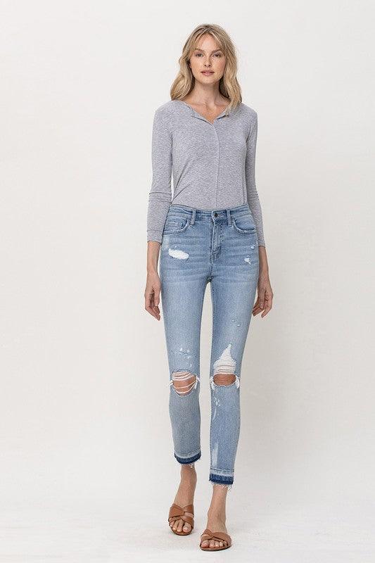 Skinny Mid Rise Crop Skinny - Jeans