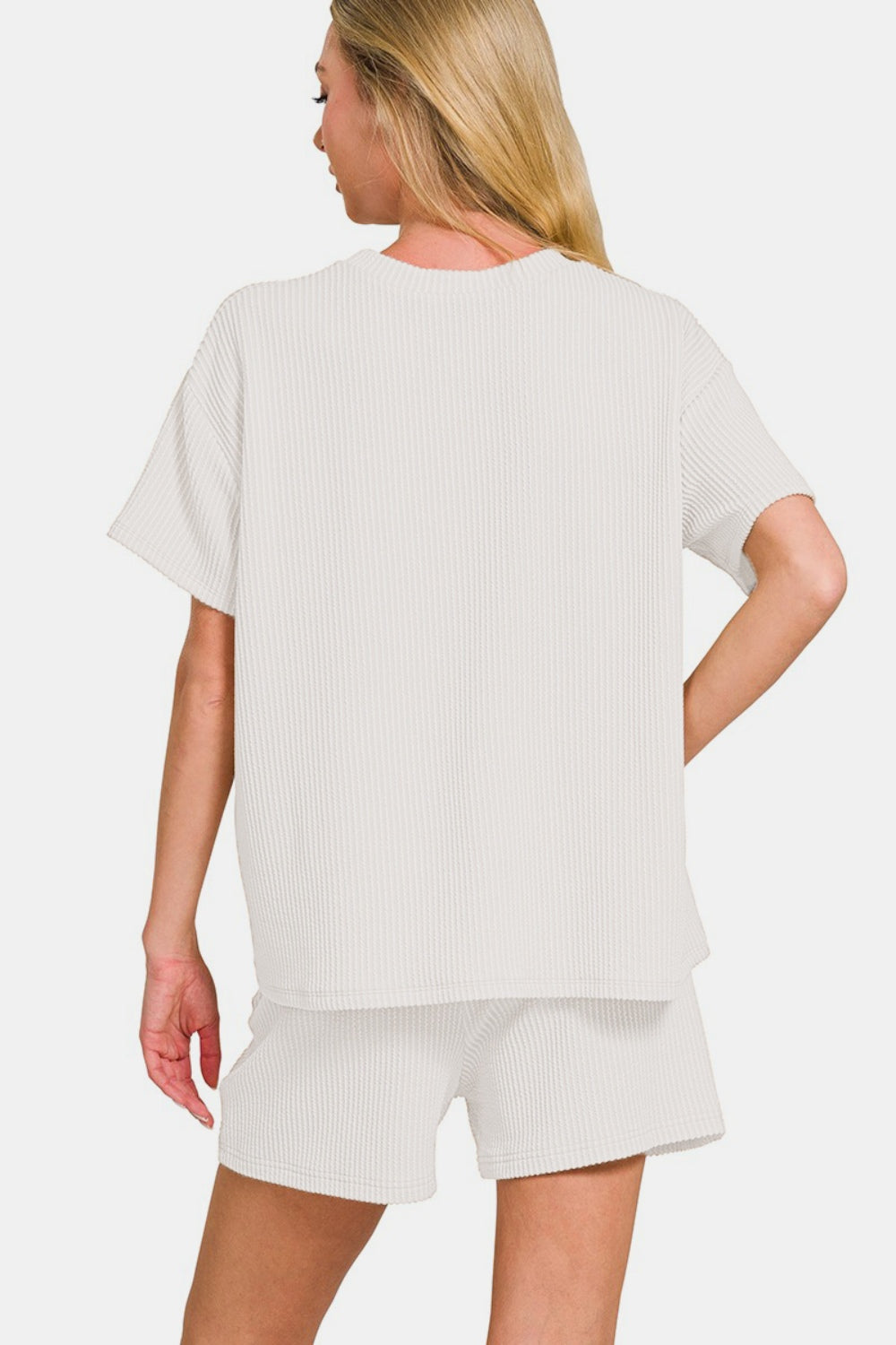 Zenana Rib Short Sleeve T-Shirt and Shorts Lounge Set