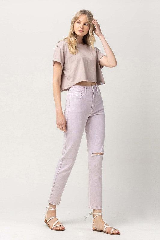 High Rise Stretch Mom Jeans - Jeans