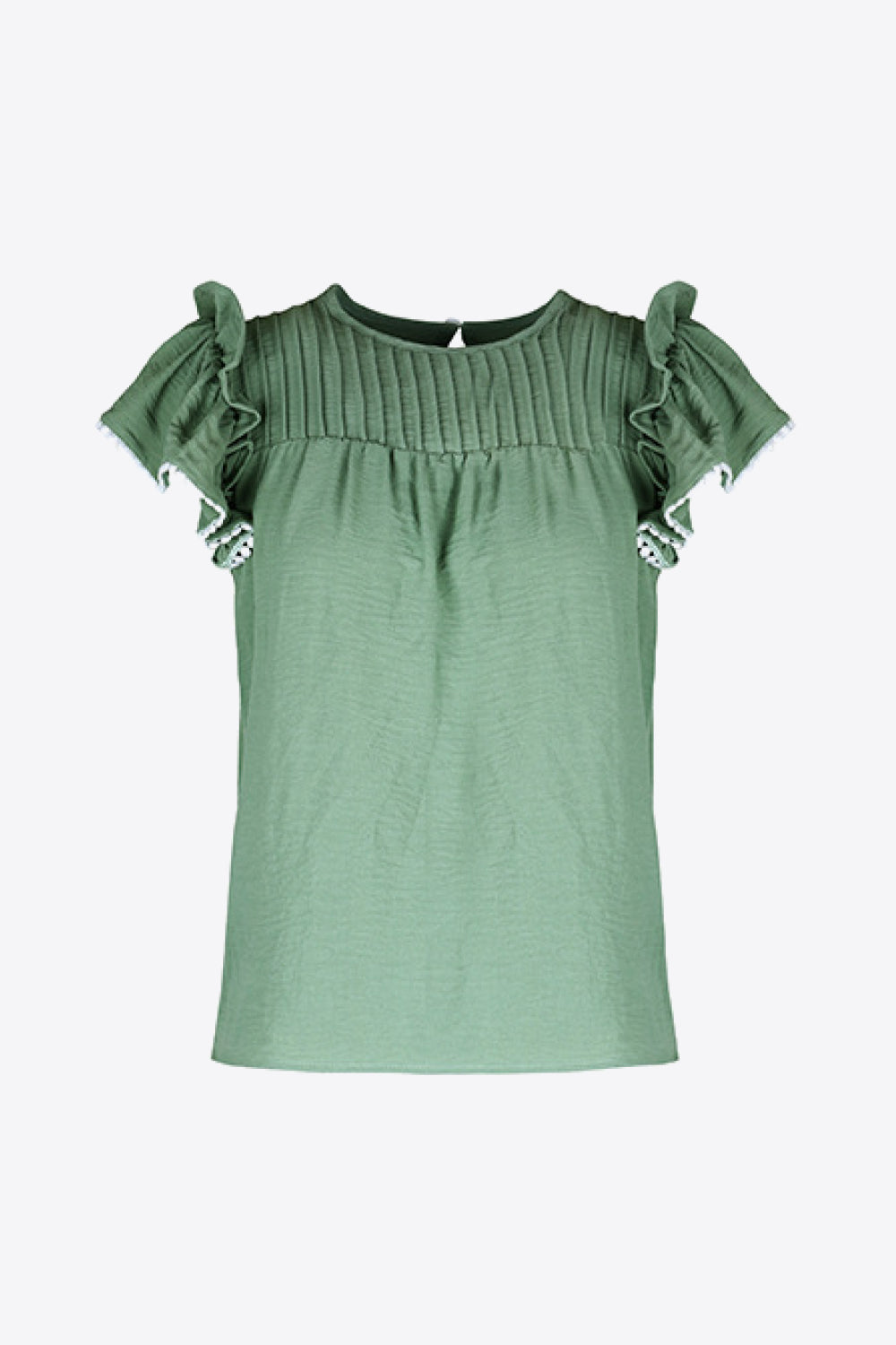 Pleated Detail Flutter Sleeve Top