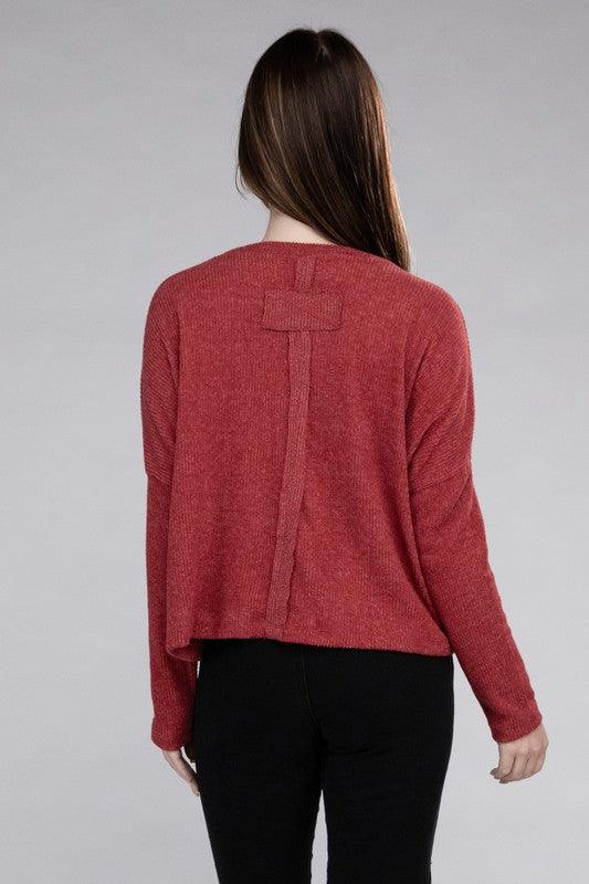 Zenana Ribbed Dolman Long Sleeve Sweater - Sweater