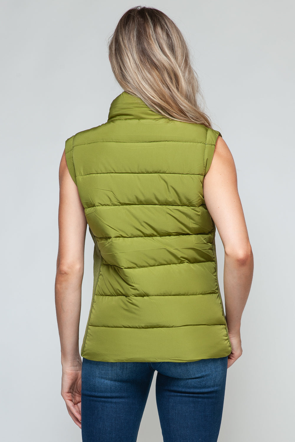 Snobbish Zip Up Turtleneck Puffer Vest with Pockets