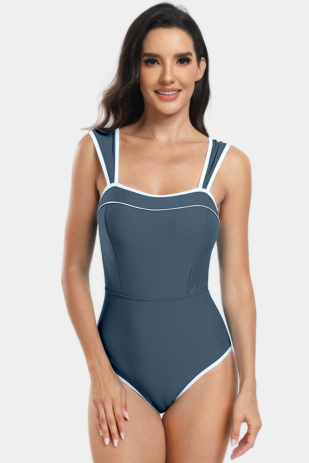 Contrast Trim Two-Piece Swimsuit and Cover Up Set