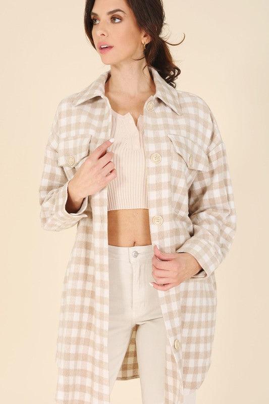 Plaid Long Shacket - Jacket