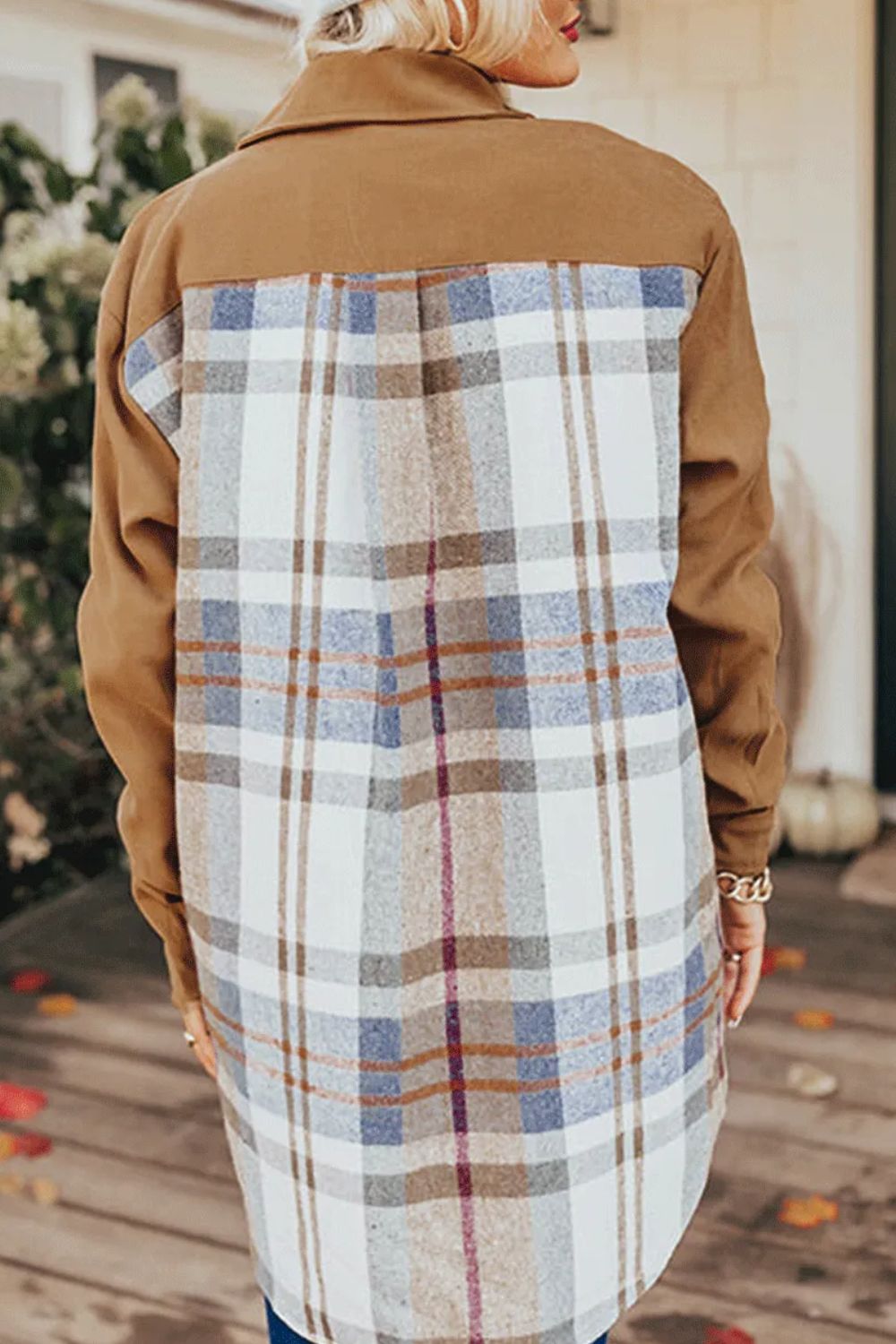 Pocketed Plaid Long Sleeve Mini Shirt Dress