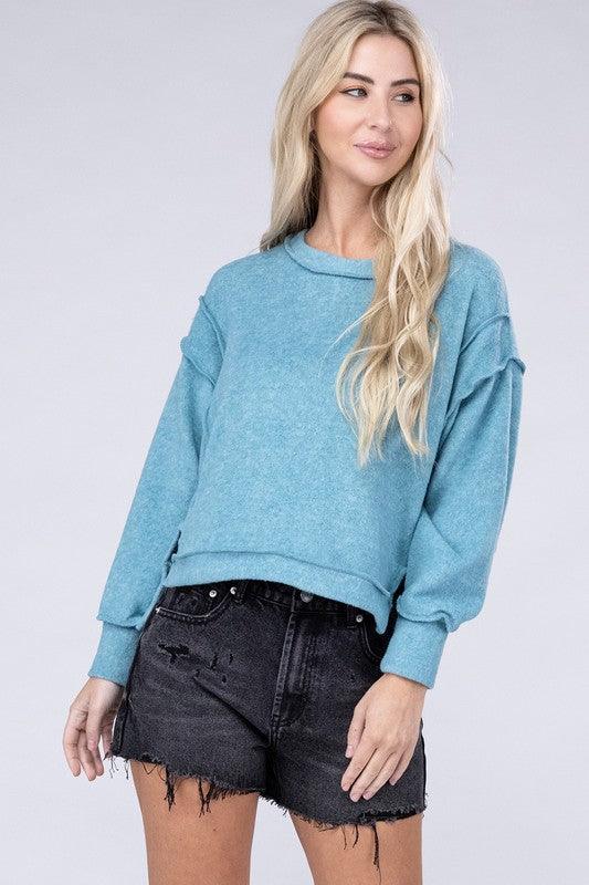 Brushed Melange Hacci Oversized Sweater - Sweater