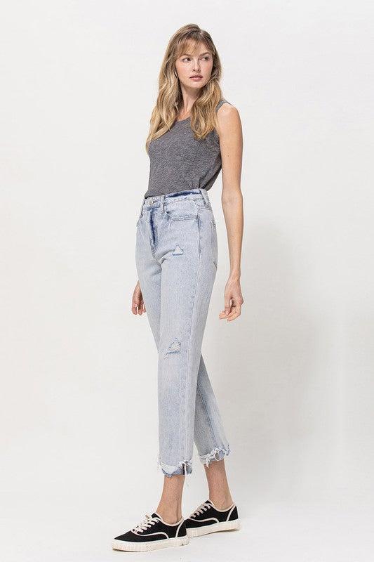 Super High Relaxed Cuffed Straight Jeans - Jeans