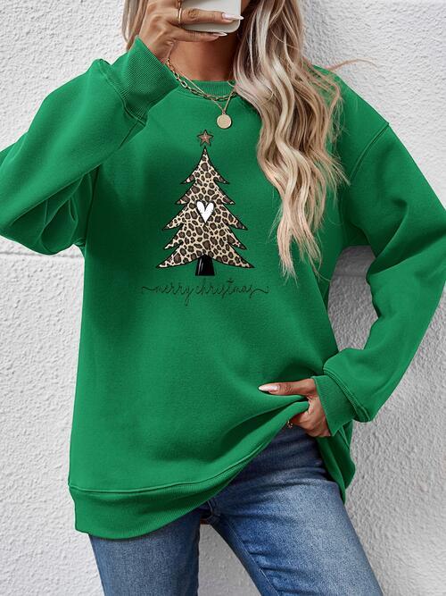 Christmas Tree Graphic Long Sleeve Sweatshirt - Sweatshirt