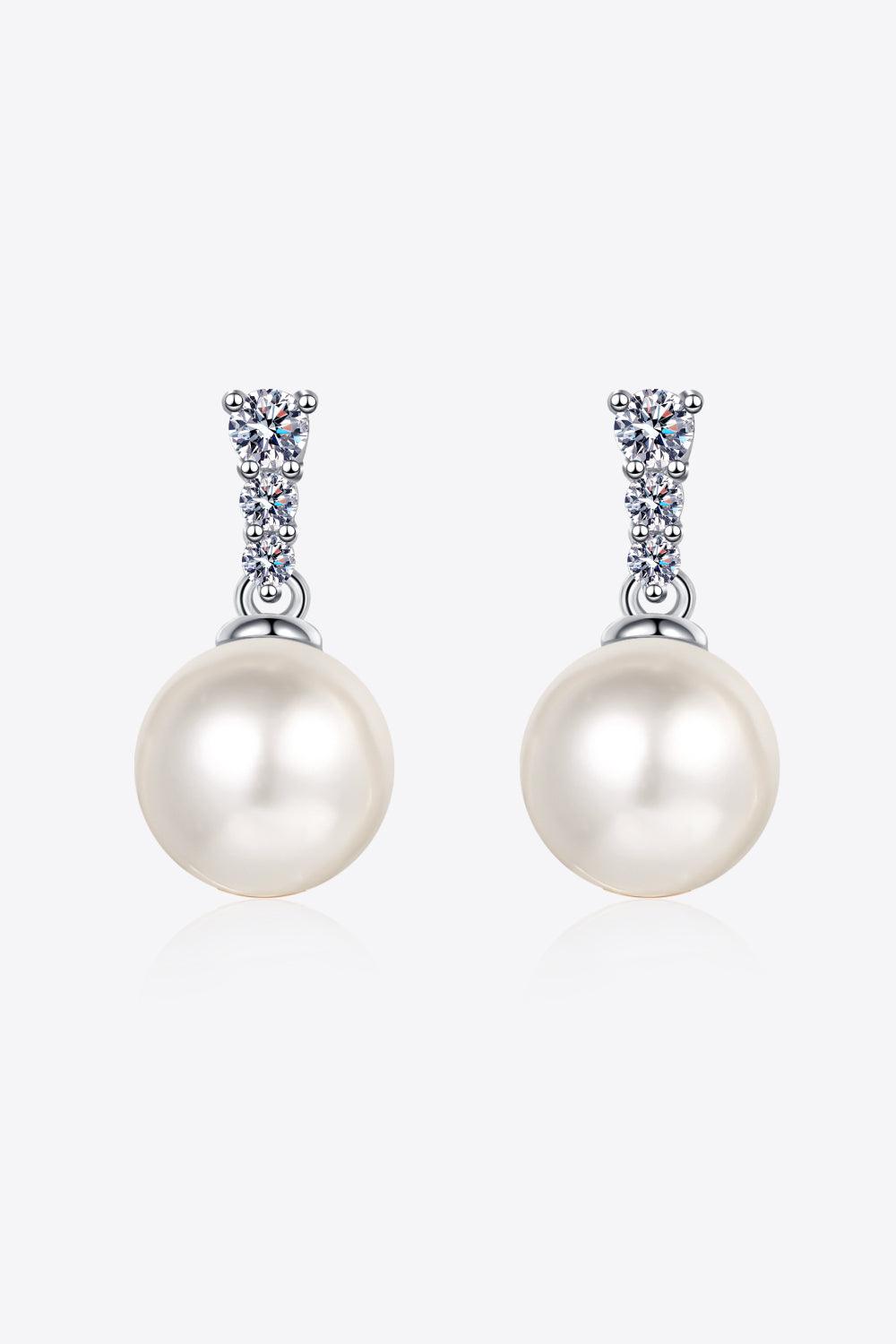 Moissanite Pearl Drop Earrings - Earring