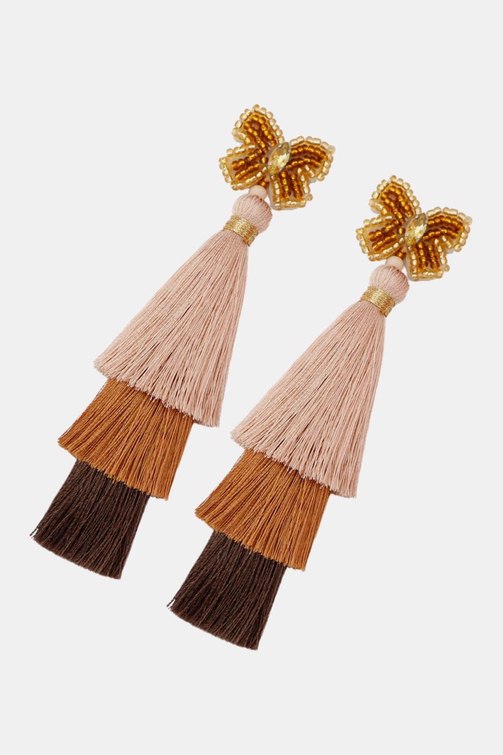 Triple-Layer Tassel Dangle Earrings - Earring