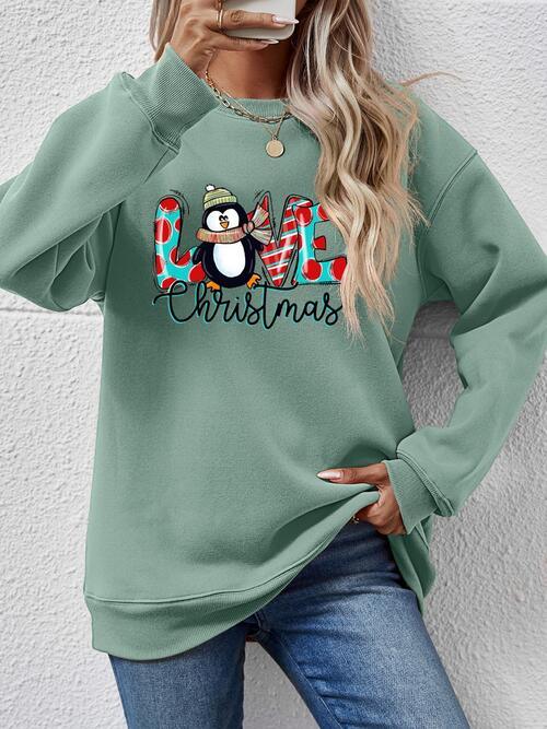 LOVE CHRISTMAS Drop Shoulder Sweatshirt - Sweatshirt