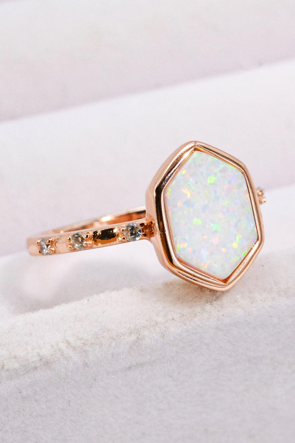 Opal Hexagon 925 Sterling Silver Ring - Ring