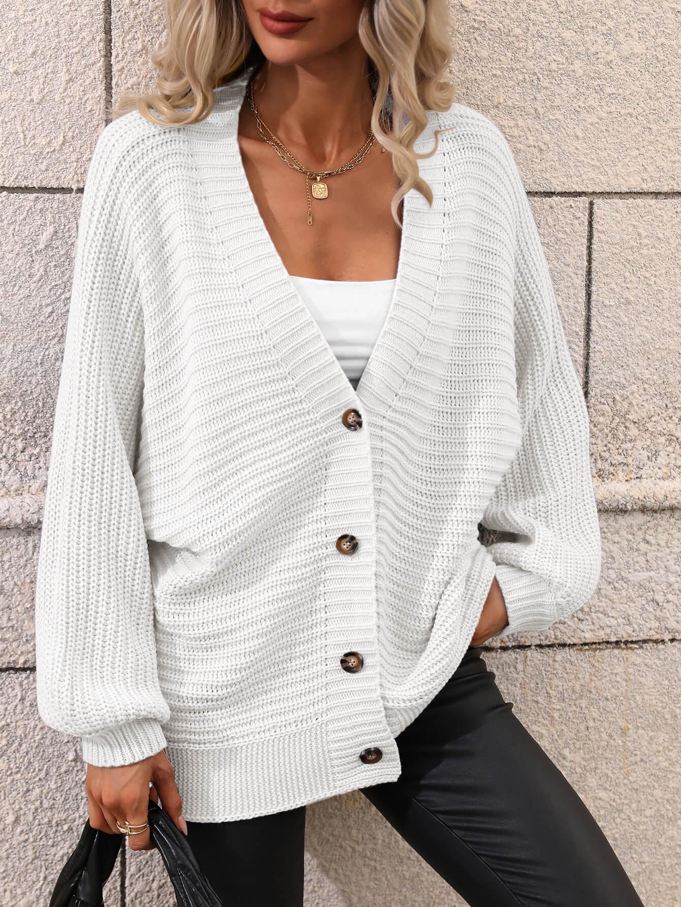 Button Down Ribbed Longline Cardigan - Cardigan