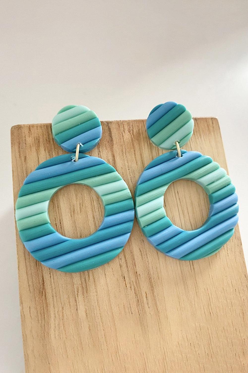 Round Shape Wooden Dangle Earrings - Earring