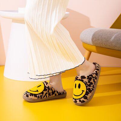 Melody Smiley Face Leopard Slippers - Slippers