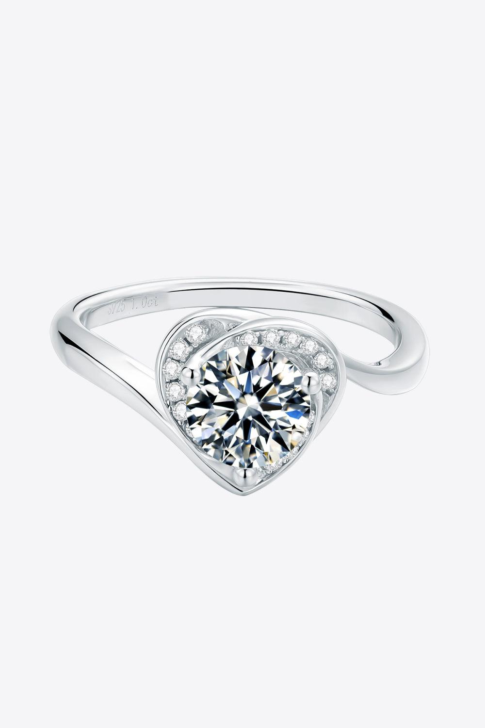 1 Carat Moissanite 925 Sterling Silver Heart Ring - Ring