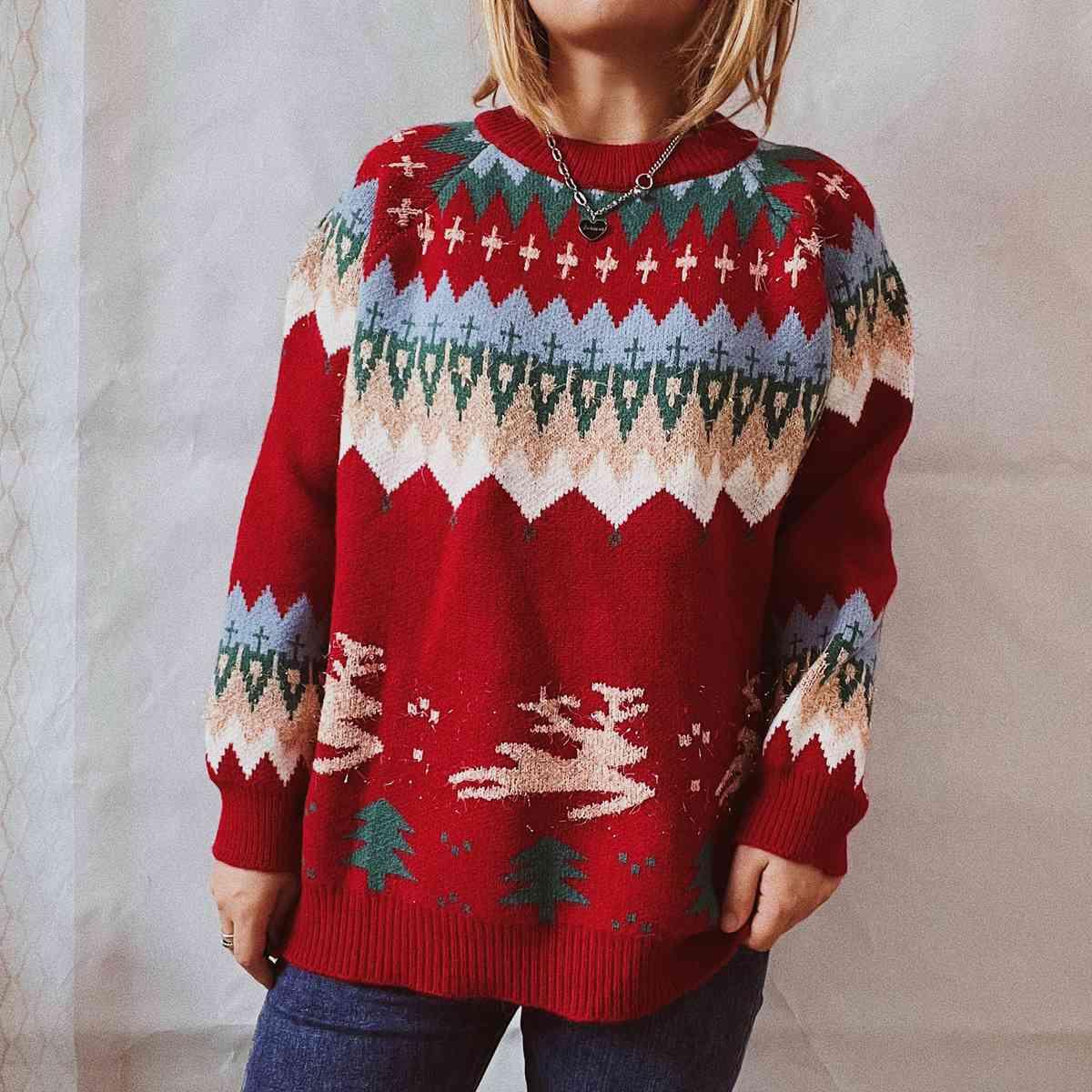 Christmas Reindeer Fair Isle Sweater - Sweater