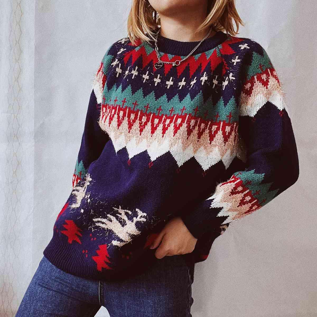 Christmas Reindeer Fair Isle Sweater - Sweater