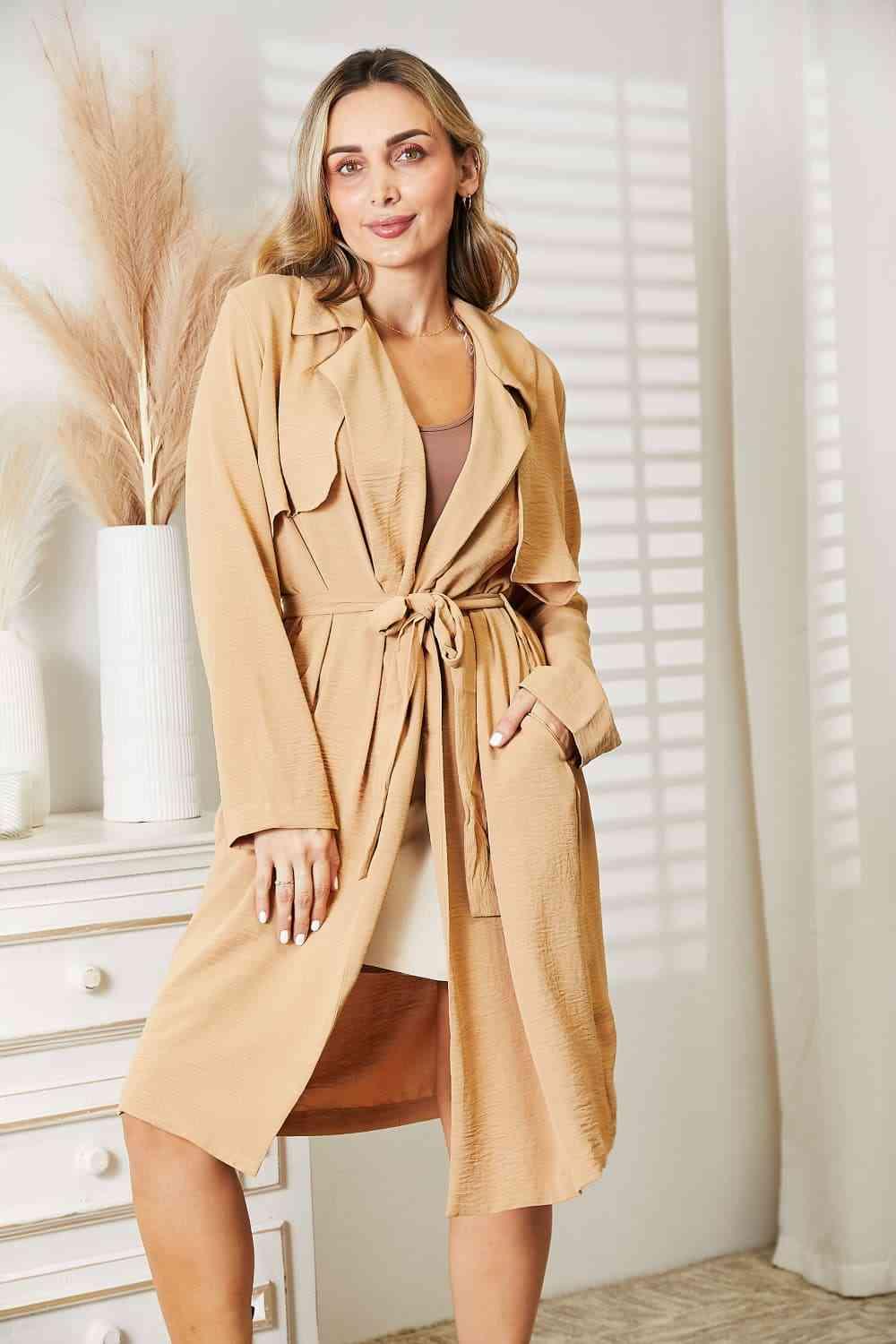 Tied Trench Coat with Pockets - Coat