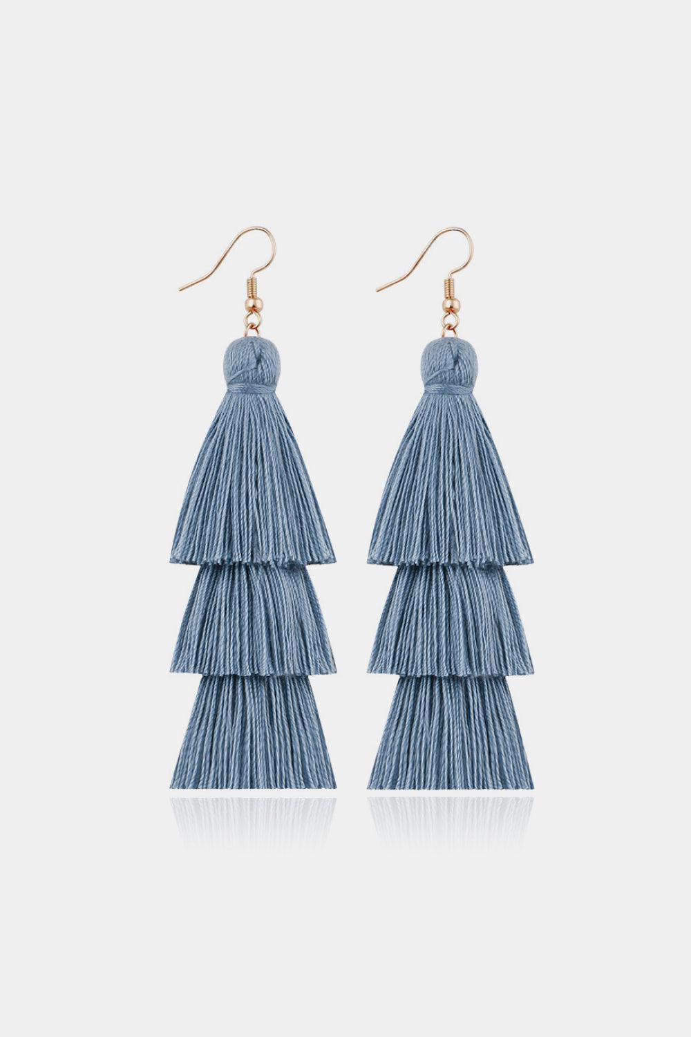 Triple-Layer Tassel Dangle Earrings - Earring