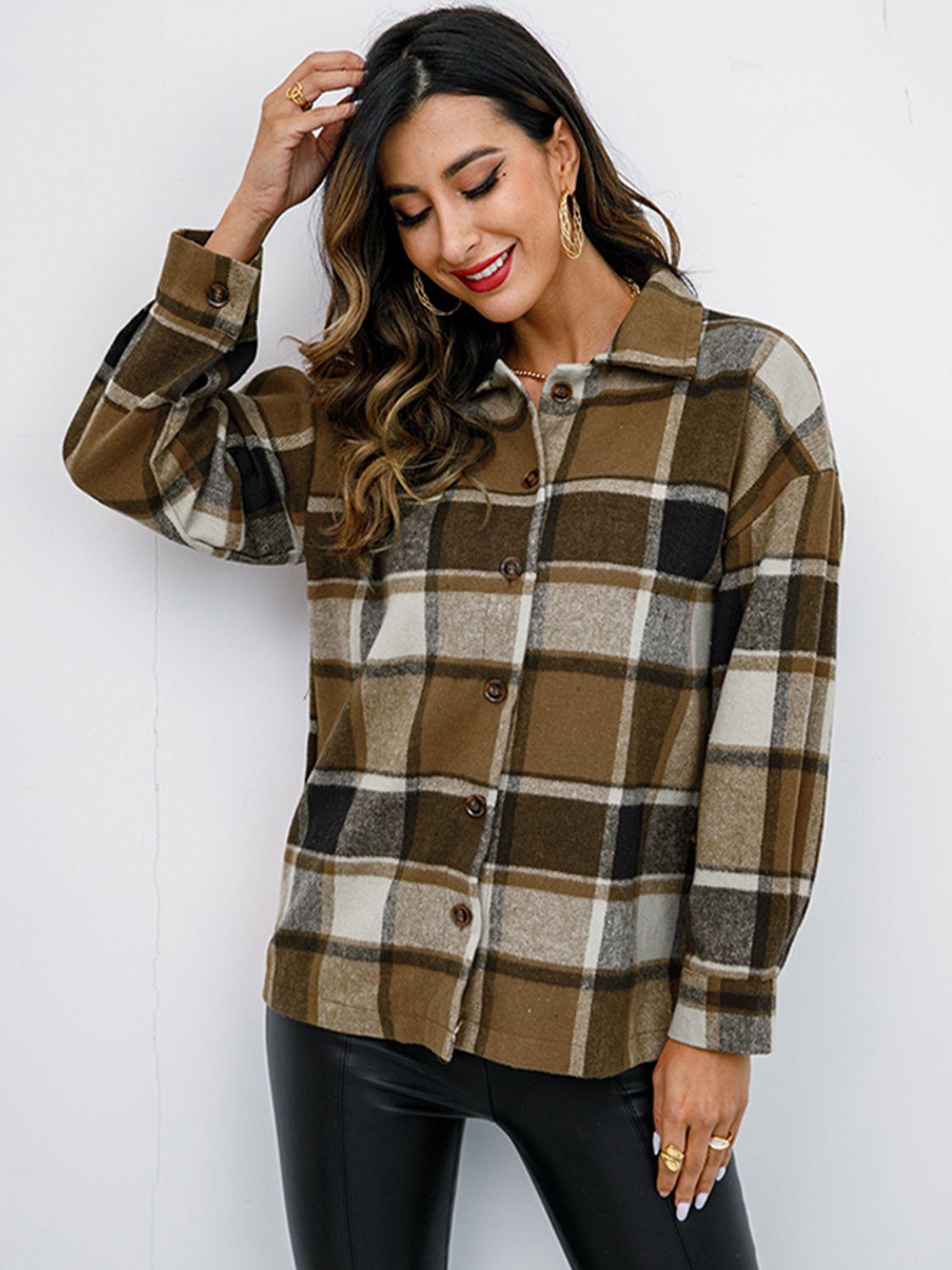 Plaid Button-Down Shirt Jacket - Shirt