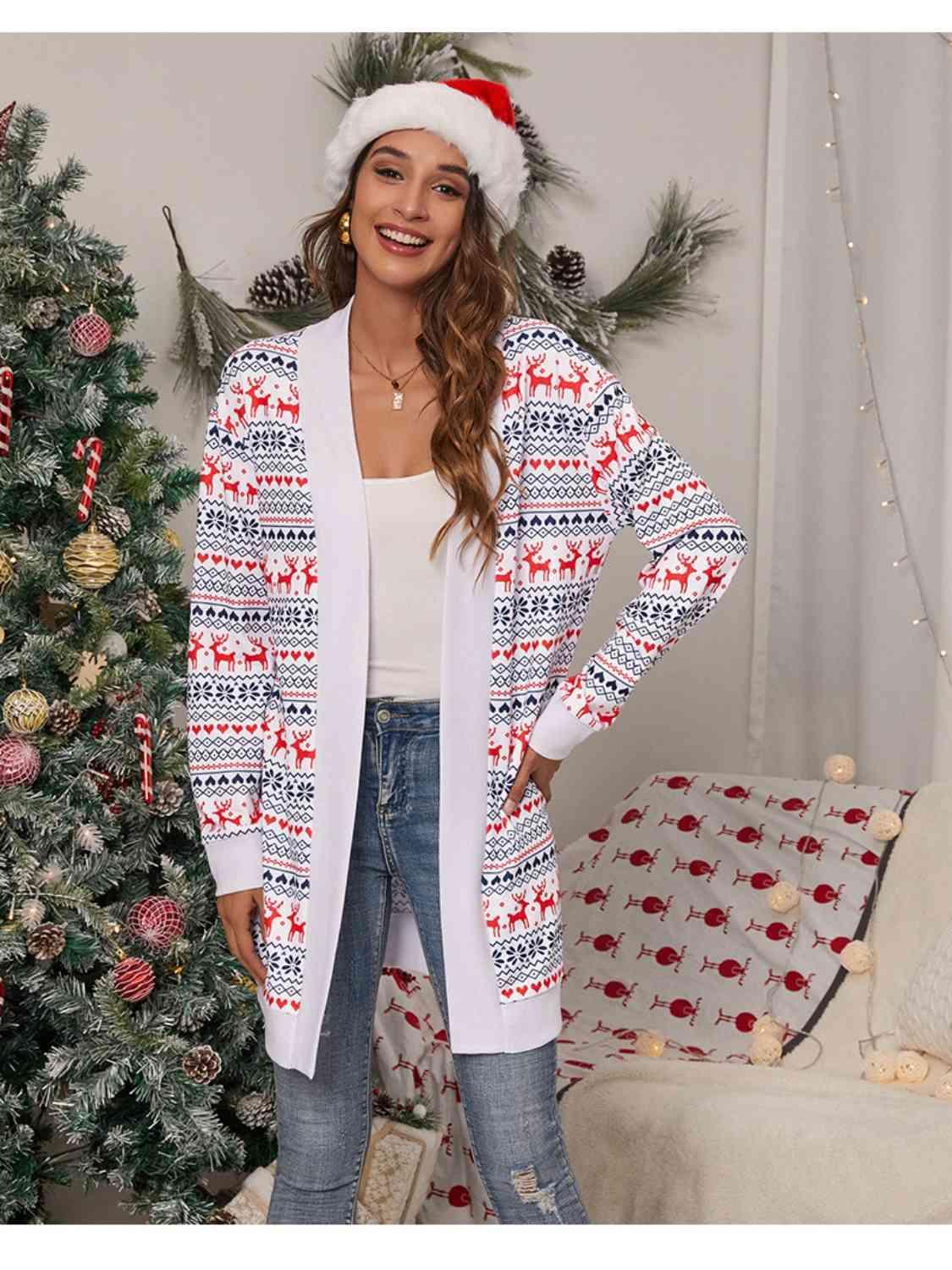 Christmas Fair Isle Open Front Cardigan - Cardigan