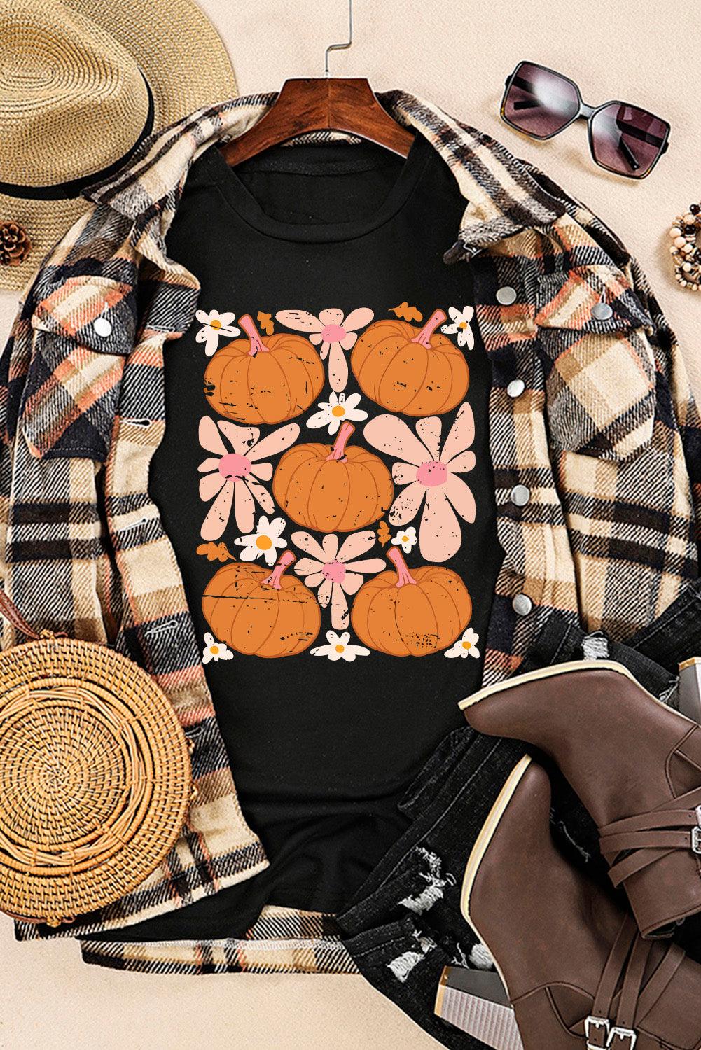 Short Sleeve Pumpkin Graphic Tee - T-Shirt