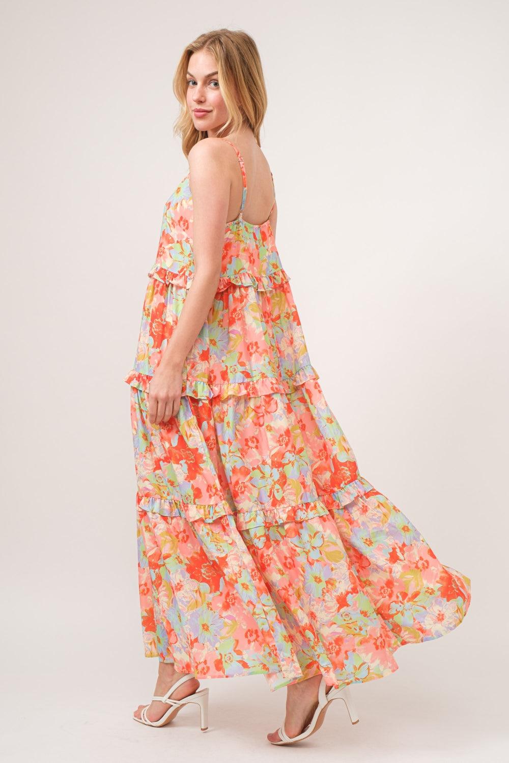 And The Why Floral Ruffled Tiered Maxi Cami Dress - Dresses