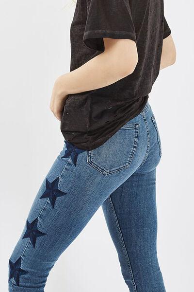 Star Pattern High Rise Skinny Jeans - Jeans