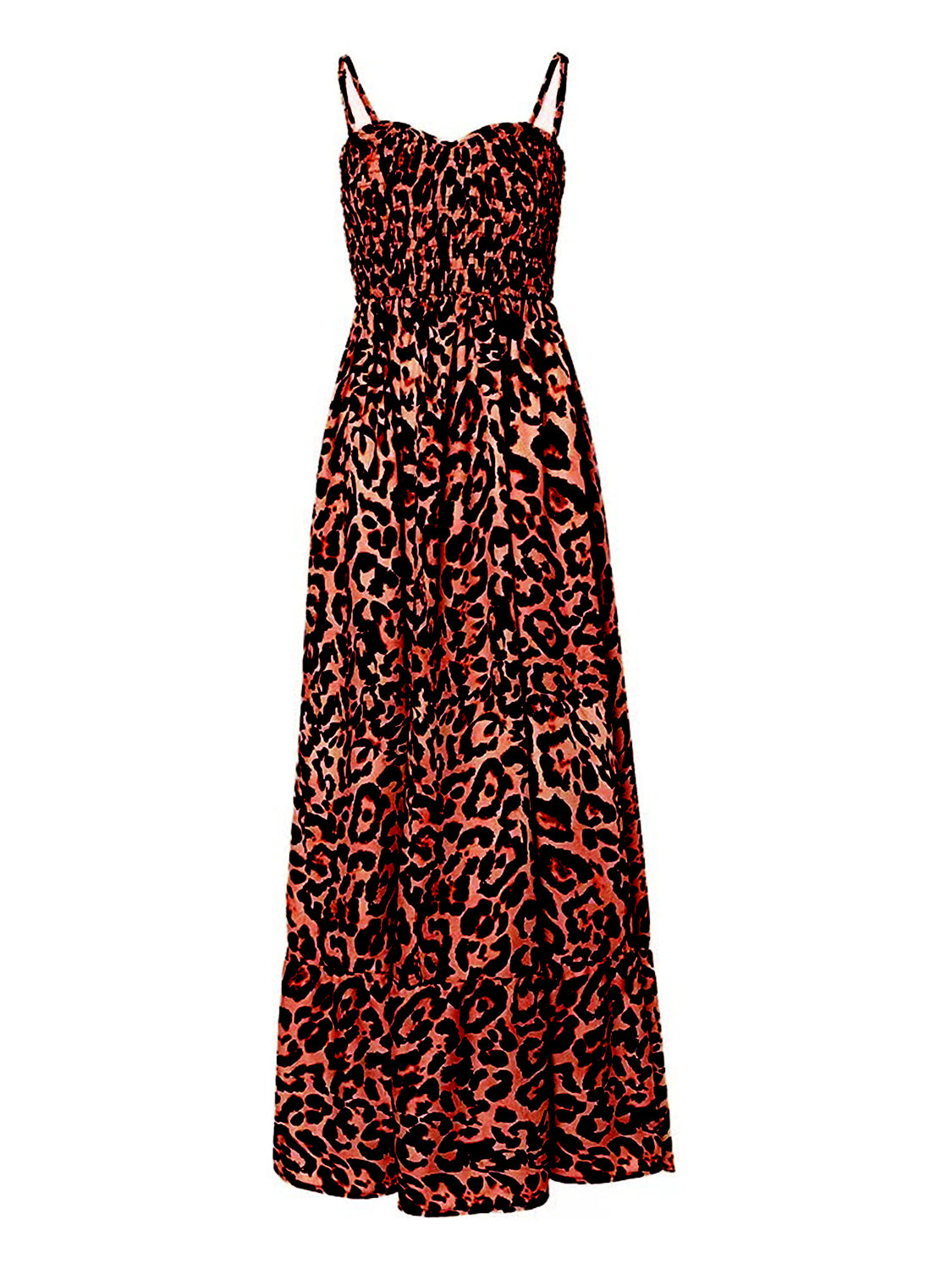 Leopard Sweetheart Neck Cami Maxi Dress