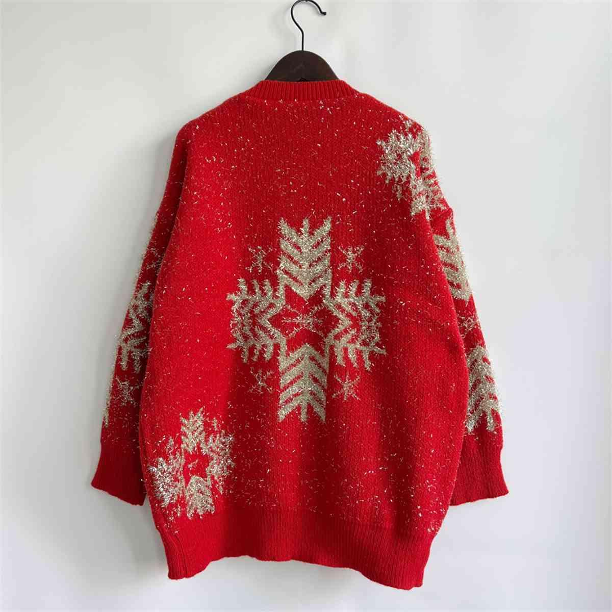 Christmas Snowflake Pattern Sweater - Sweater