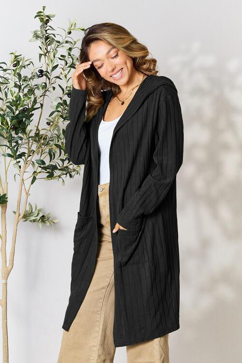 Basic Bae Full Size Hooded Longline Cardigan - Cardigan