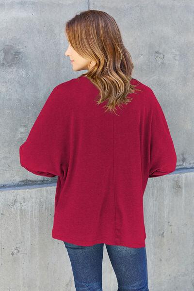 Double Take Round Neck Long Sleeve Top - Top