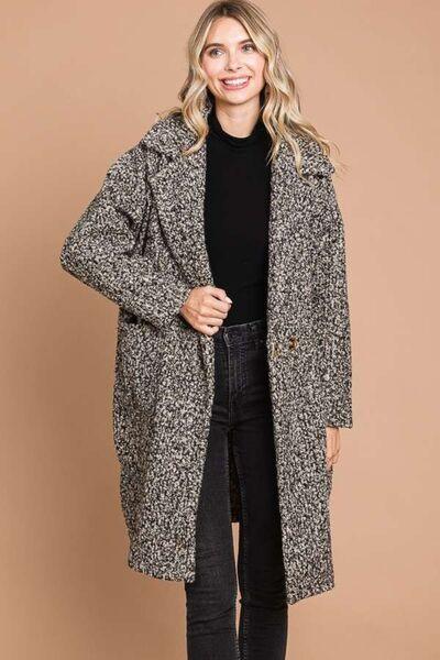 Culture Code Lapel Collar Double Breast Teddy Coat - Coat