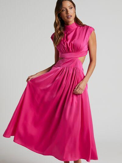 Cutout Mock Neck Sleeveless Maxi Dress - Dresses