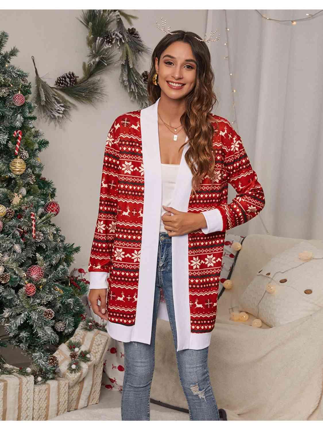 Christmas Fair Isle Open Front Cardigan - Cardigan