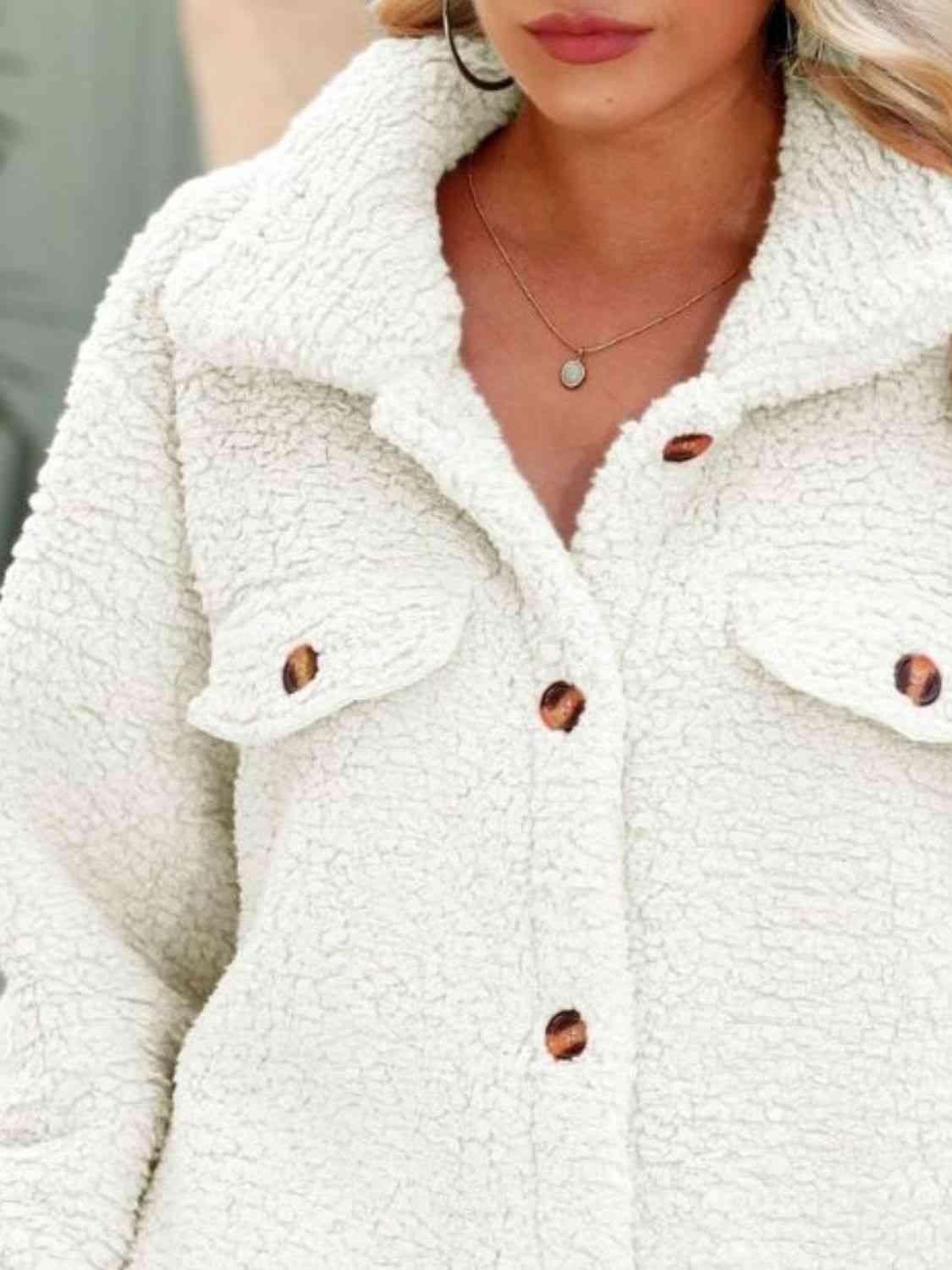 Button Down Sherpa Coat - Coat