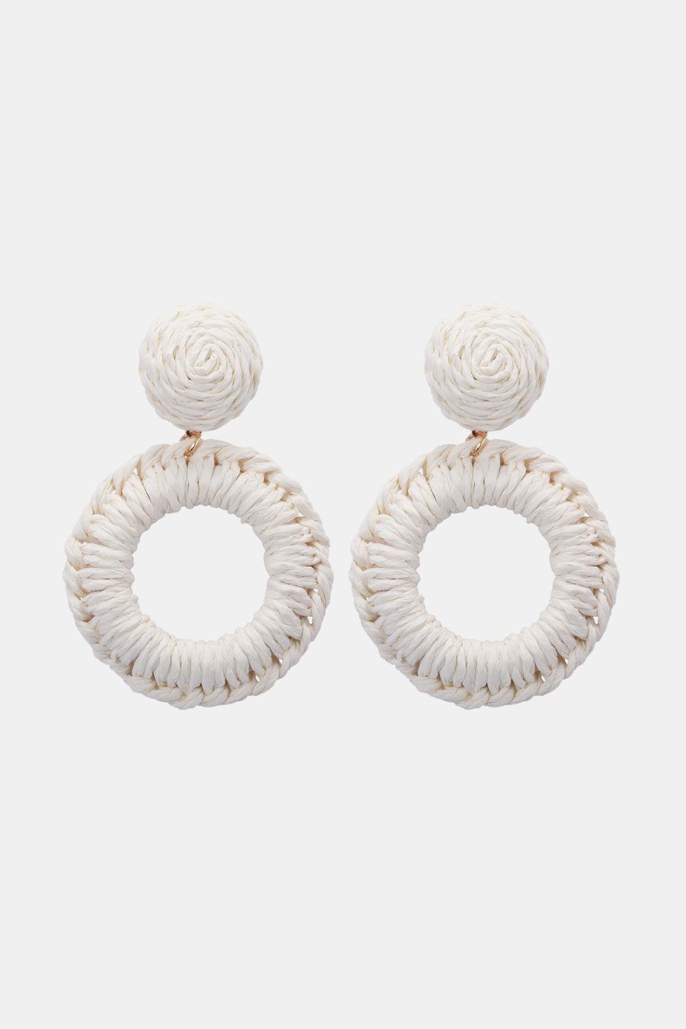 Round Shape Raffia Grass Dangle Earrings - Earring