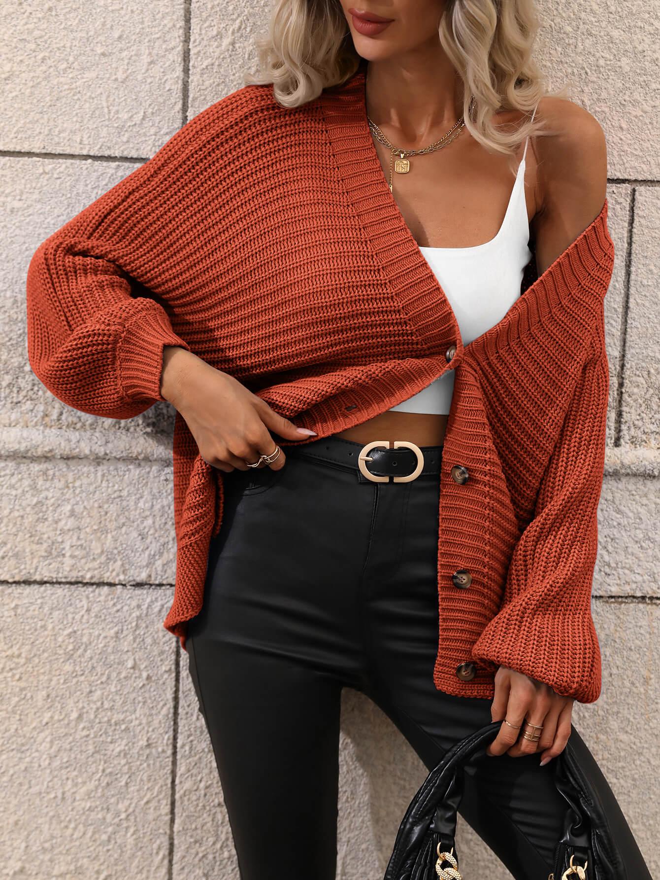 Button Down Ribbed Longline Cardigan - Cardigan