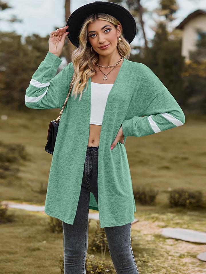 Longline Long Sleeve Open Front Cardigan - Cardigan