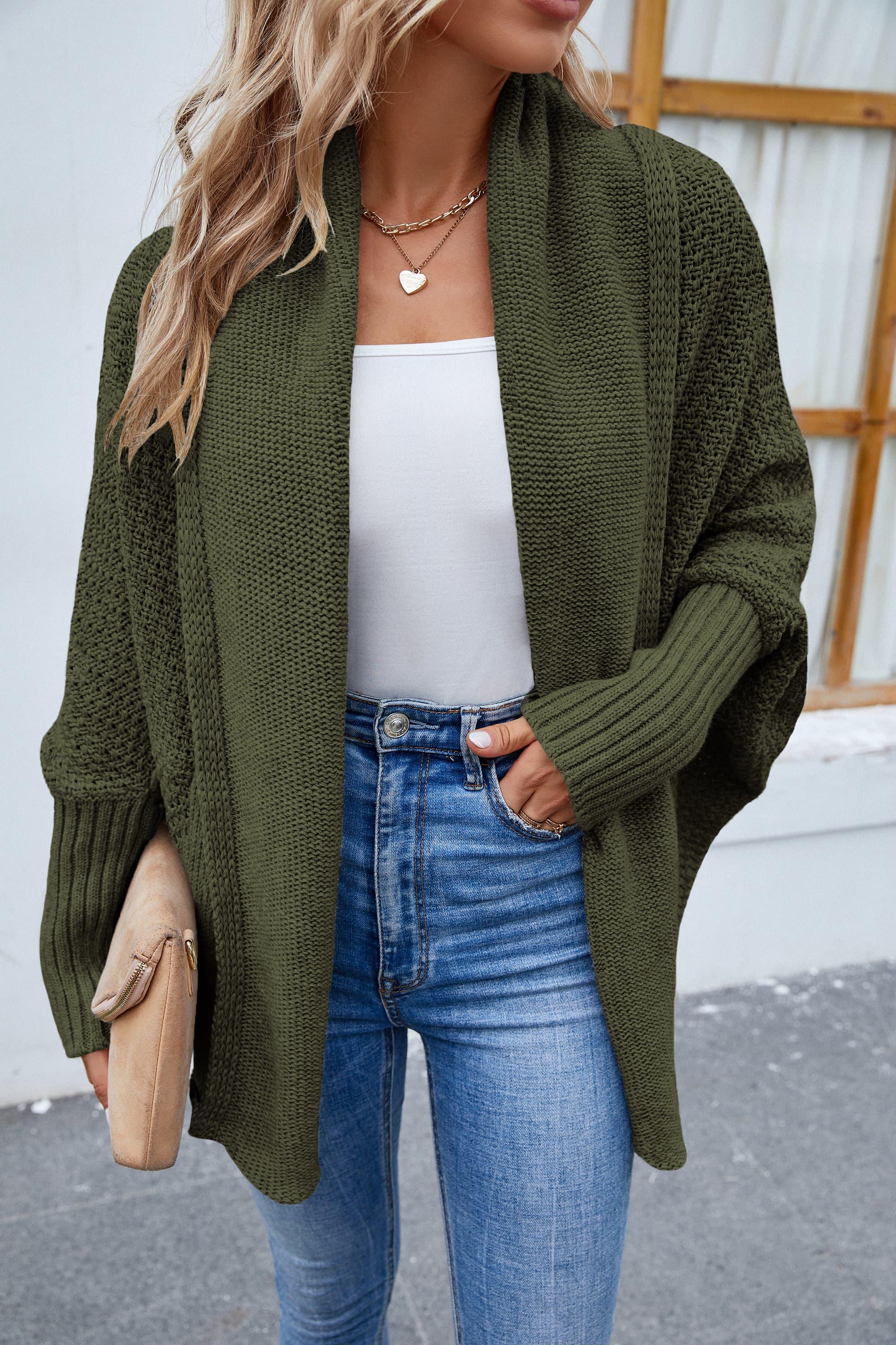 Cozy Open Front Long Sleeve Cardigan - Cardigan