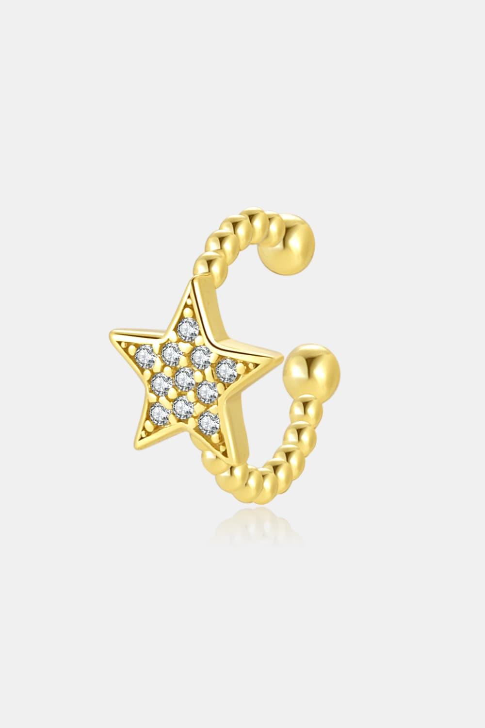 Inlaid Zircon Star Single Cuff Earring - Earring