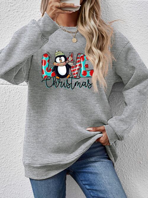 LOVE CHRISTMAS Drop Shoulder Sweatshirt - Sweatshirt