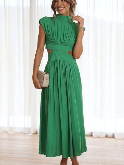 Cutout Mock Neck Sleeveless Maxi Dress - Dresses