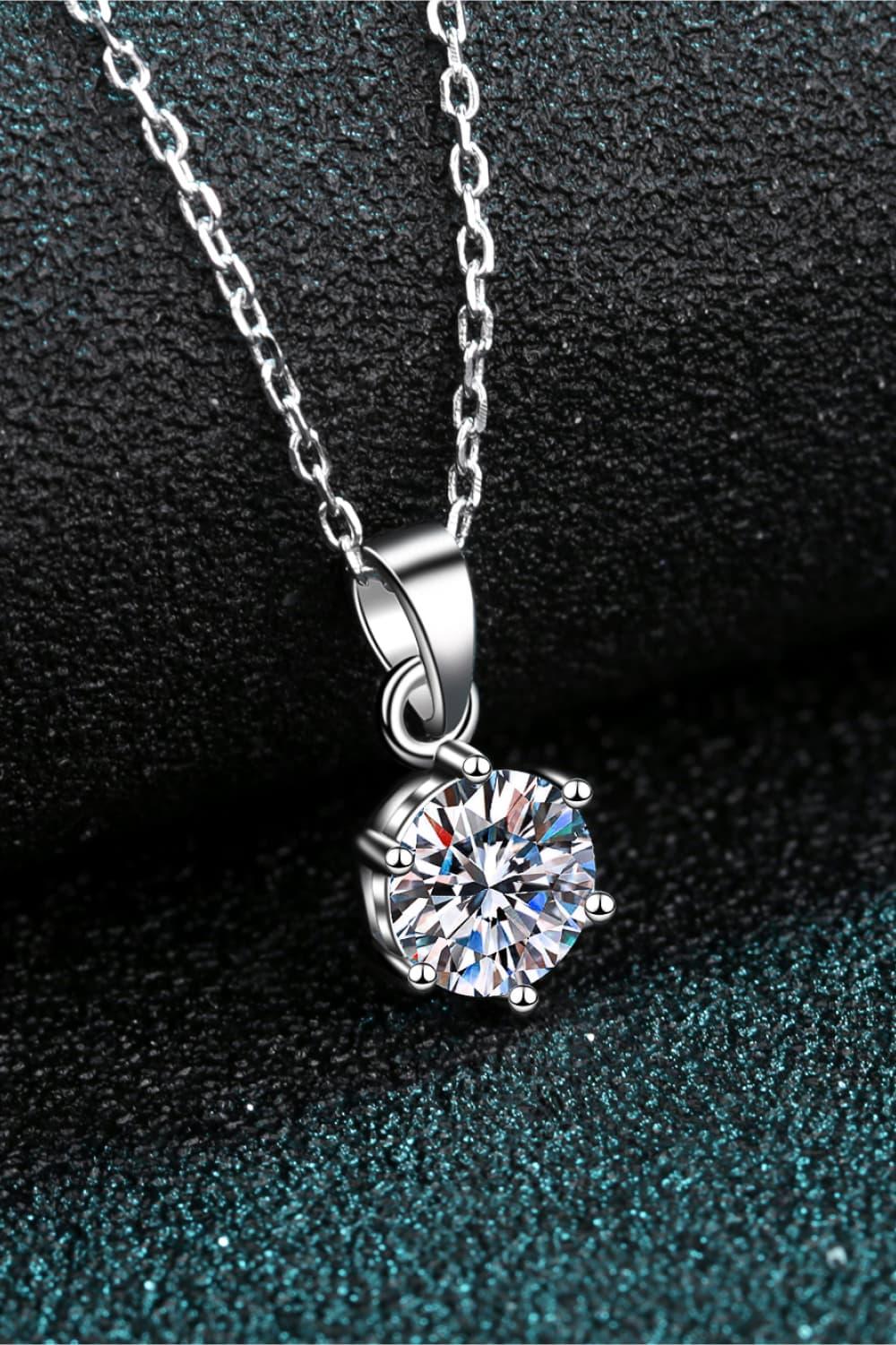 1 Carat Moissanite 925 Sterling Silver Necklace - Necklace