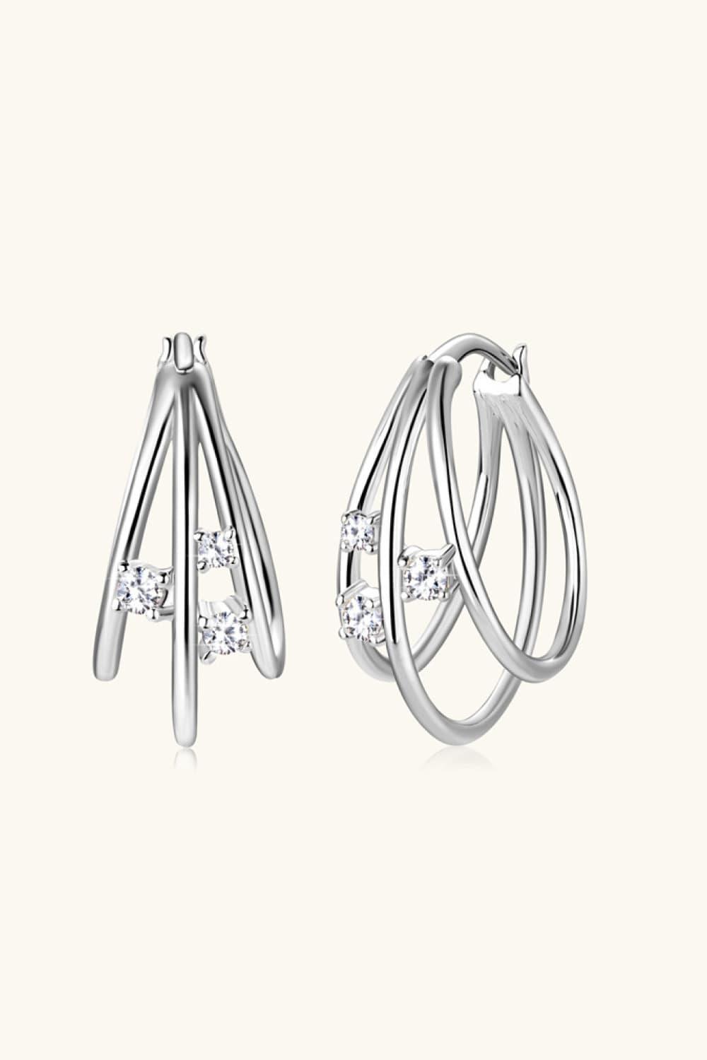 Moissanite 925 Sterling Silver Layered Earrings - Earring