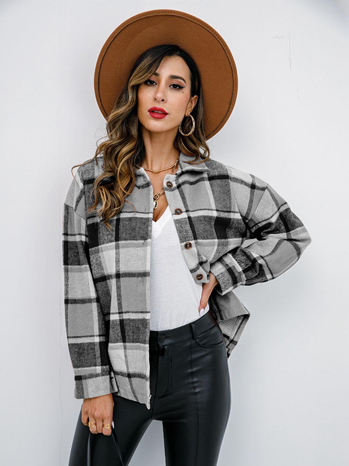 Plaid Button-Down Shirt Jacket - Shirt