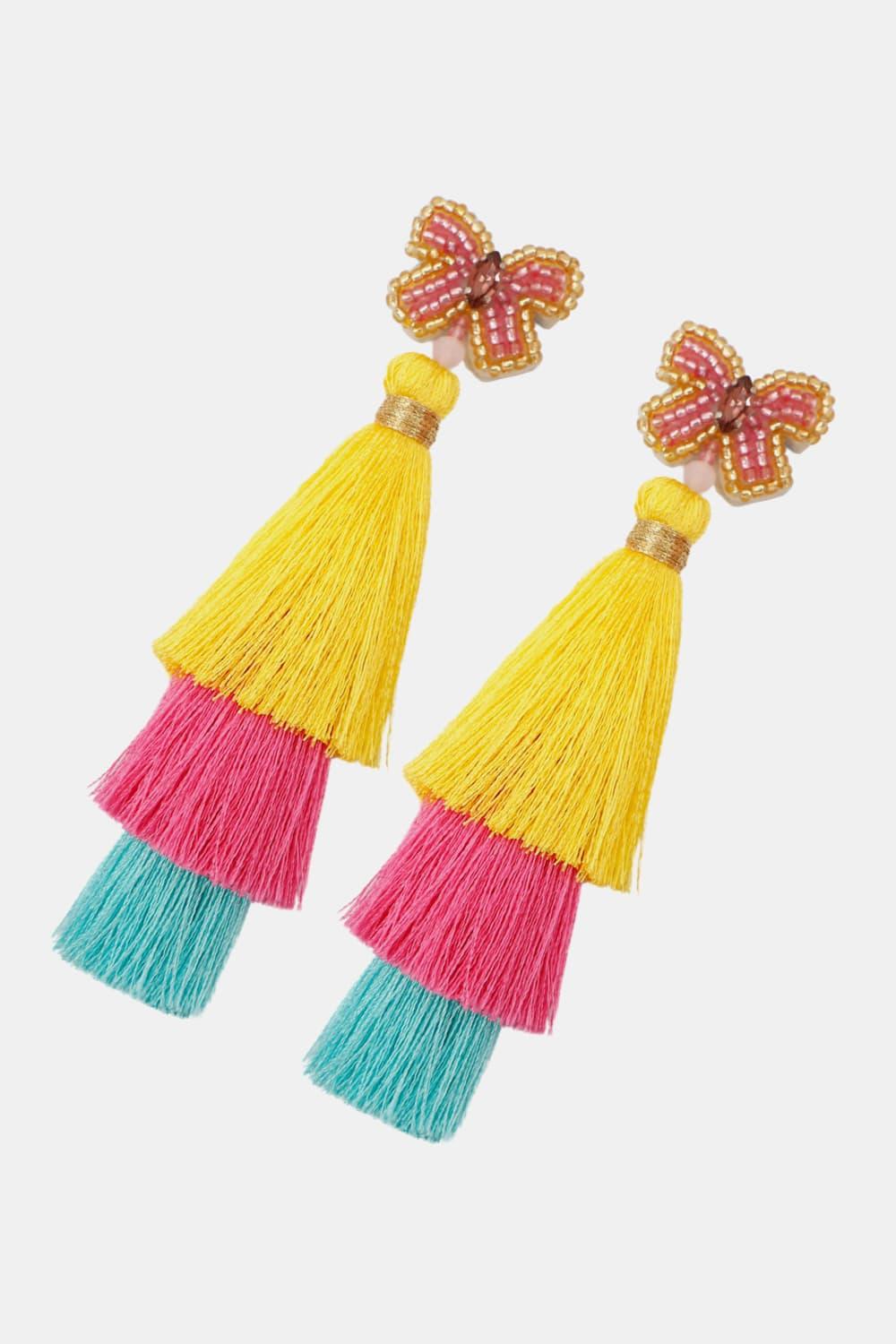 Triple-Layer Tassel Dangle Earrings - Earring