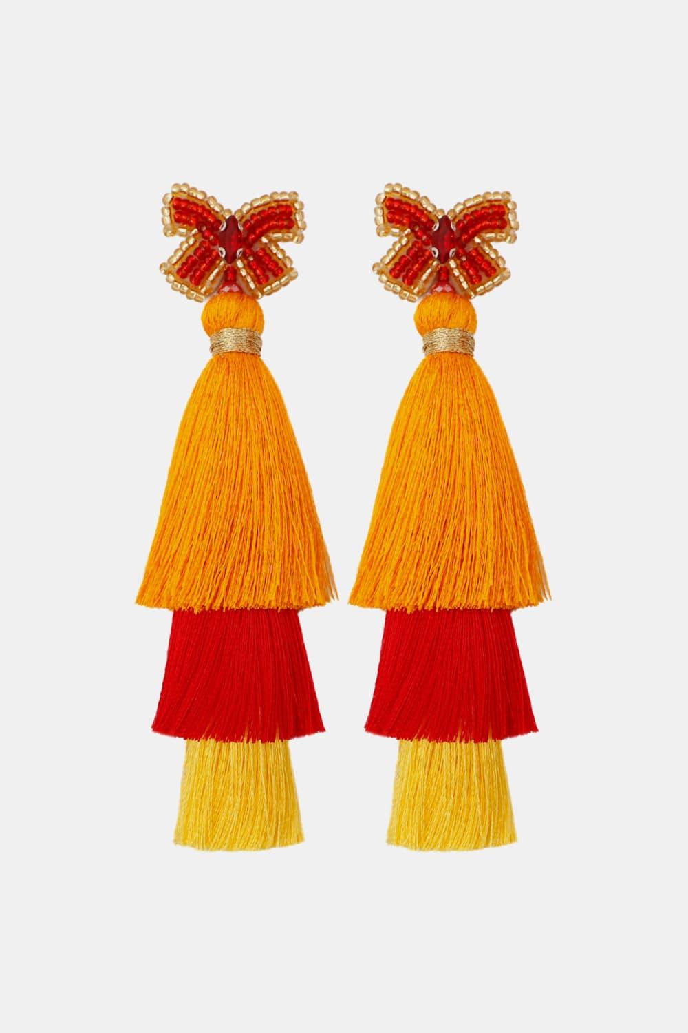 Triple-Layer Tassel Dangle Earrings - Earring